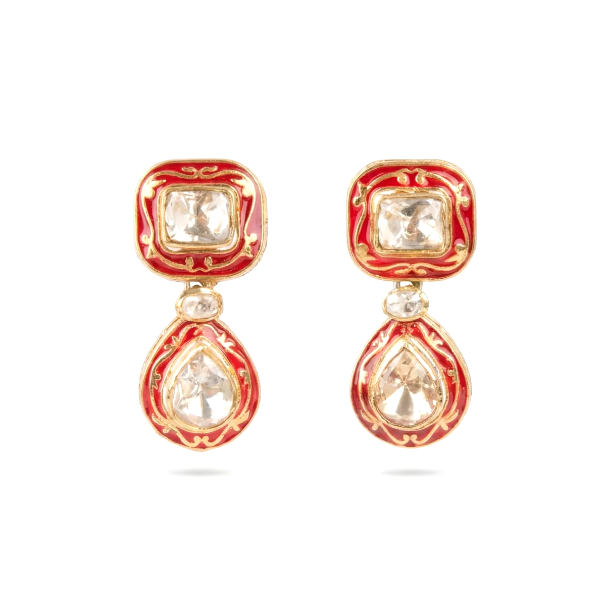 AI generated product photo of kundan earrings on a white background in Amazon main image style